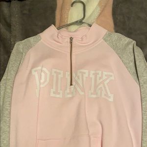 pink quarter zip sweatshirt